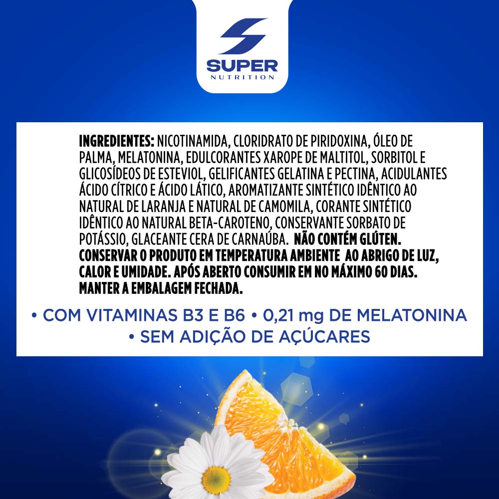 Super Gummy Melatonina Laranja e Camomila (60 gomas)