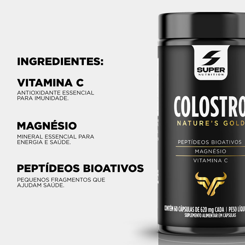 Super Colostro - Peptídeos Bioativos, Magnésio e Vitamina C (60 cápsulas)