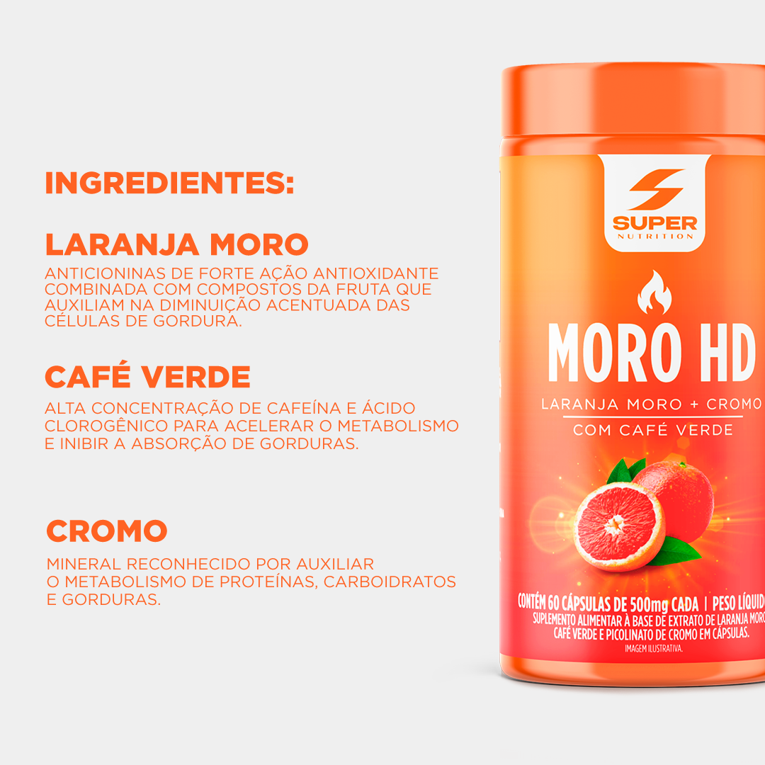 Moro HD Laranja Moro, Café verde e Cromo (60 cápsulas)